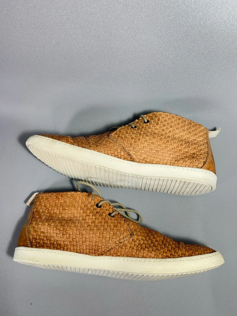 Pratesi Tan Italian Woven Leather Chukka Lace-Up Sneakers
